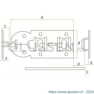 Dulimex DX ZRS 120BV rolschuif 56x120 mm schootdikte 5 mm vlak model staal verzinkt 0411.360.0125