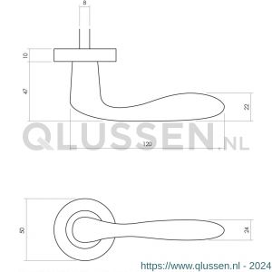 Intersteel Living 0201 deurkruk Banaan met rozet diameter 49x7 mm verdekt messing ongelakt 0010.020102