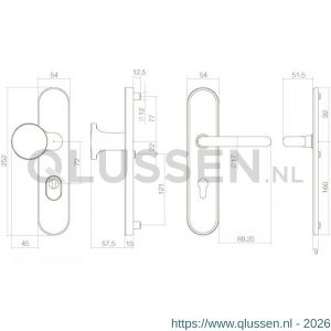 Intersteel Living 3820 SKG3 veiligheids schilden greep-kruk profielcilindergat 72 mm met kerntrek beveiliging messing ongelakt 0010.382036