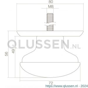 Intersteel Living 3930 voordeurknop zwaar diameter 80/75 mm messing ongelakt 0010.393033