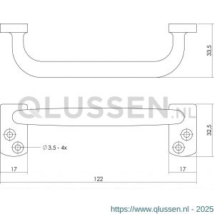 Intersteel Living 5616 handgreep Haags model 120 mm messing ongelakt 0010.561601