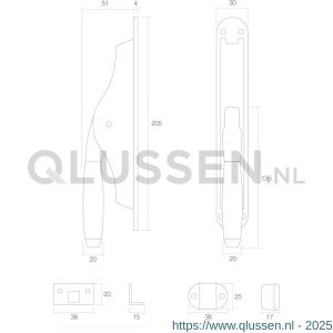 Intersteel Living 5620 pomp-espagnolet Ton 400 messing ongelakt-ebbenhout 0010.562036