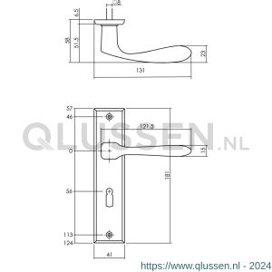 Intersteel Living 0201 deurkruk Banaan met schild 181x41x7 mm sleutelgat 56 mm messing getrommeld 0011.020124