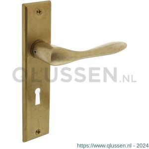 Intersteel Living 0201 deurkruk Banaan met schild 181x41x7 mm sleutelgat 56 mm messing getrommeld 0011.020124