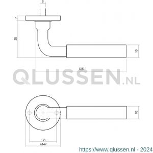 Intersteel Living 0215 deurkruk Palma met rozet diameter 49x7 mm verdekt messing getrommeld 0011.021502