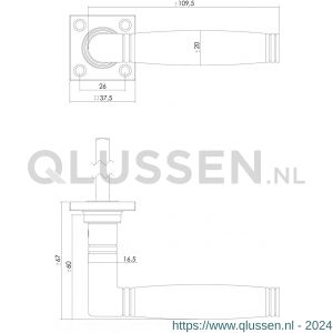 Intersteel Living 0375 deurkruk Ton 222 met rozet 38x38x7 mm messing getrommeld-ebbenhout 0011.037502