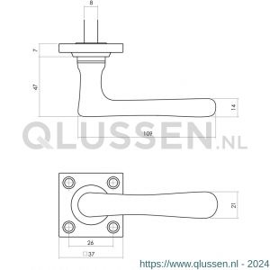 Intersteel Living 0388 deurkruk Trento met rozet 38x38x7 mm messing getrommeld 0011.038802