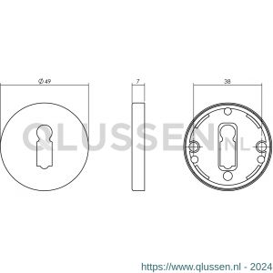 Intersteel Living 3186 sleutelplaatje kunststof verdekt diameter 49x7 mm messing getrommeld 0011.318616