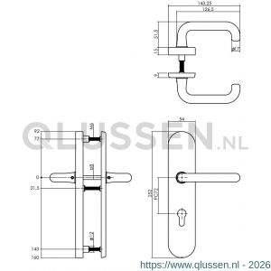 Intersteel Living 3819 veiligheidsbeslag ovaal kruk-kruk profielcilindergat 72 mm SKG*** messing getrommeld 0011.381936Z