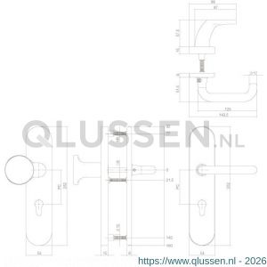 Intersteel Living 3846 SKG3 veiligheids schilden greep-kruk profielcilindergat 72 mm messing getrommeld 0011.384636