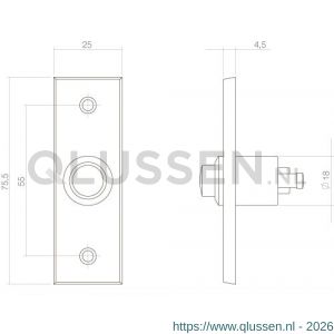 Intersteel Living 3990 beldrukker rechthoekig smal messing getrommeld 0011.399033