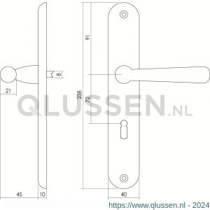 Intersteel Living 0197 deurkruk Yvonne op schild ovaal sleutelgat 72 mm messing gelakt 0013.019726