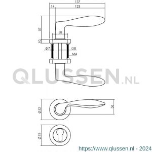 Intersteel Living 1695 deurkruk George op rozet diameter 52x10 mm met nokken met profielcilindergat plaatje messingkleur PVD 0013.169505