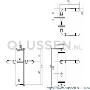 Intersteel Living 1705 deurkruk Emily op langschild sleutelgat 56 mm PVD messing 0013.170524