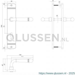 Intersteel Living 1705 deurkruk Emily op langschild sleutelgat 72 PVD messing 0013.170526