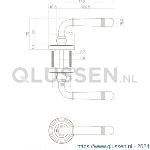 Intersteel Living 1725 deurkruk Emily op rozet met rillen diameter 54x9 mm met nokken PVD messingkleur 0013.172502