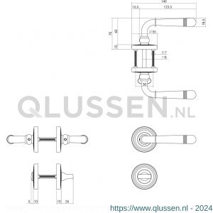 Intersteel Living 1725 deurkruk Emily op rozet diameter 54x9 mm met nokken en WC 8 mm PVD messingkleur 0013.172510