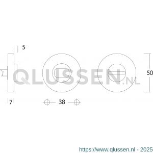 Intersteel Living 3156 WC-sluiting 8 mm messing verdekt diameter 50x8 mm messing gelakt 0013.315660