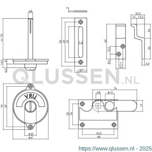 Intersteel Living 3701 WC-overslag vlak met tekst vrij-bezet messing gelakt 0013.370105