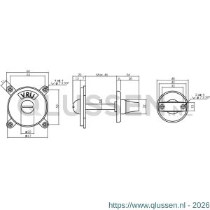 Intersteel Living 3702 WC-sluiting Degeorge met 8 mm stift en tekst vrij-bezet messing gelakt 0013.370201