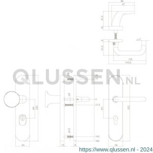 Intersteel Living 3820 SKG3 veiligheids schilden greep-kruk profielcilindergat 72 mm met kerntrek beveiliging messing gelakt 0013.382036