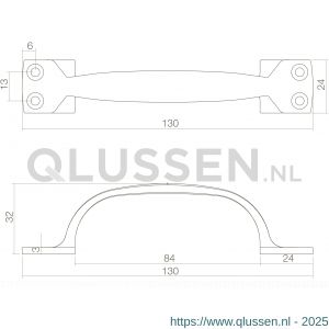 Intersteel Living 5616 handgreep op vierkante voet 130 mm messing gepolijst 0013.561600