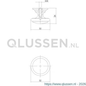 Intersteel Living 8477 meubelknop afgerond 32 mm messing gelakt 0013.847773