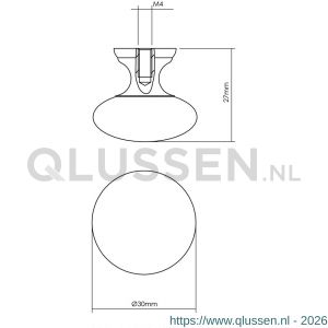 Intersteel Living 8478 meubelknop Paddenstoel 30 mm messing gelakt 0013.847811