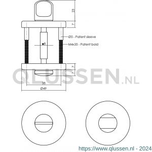 Intersteel Living 3174 WC-sluiting 8 mm diameter 50x7 mm messing mat PVD 0014.317460