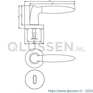 Intersteel Living 1682 deurkruk Elen op rond rozet 7 mm nokken met sleutelgat plaatje chroom-nikkel mat 0016.168203