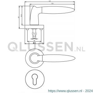 Intersteel Living 1682 deurkruk Elen op rond rozet 7 mm nokken met profielcilindergat plaatje chroom-nikkel mat 0016.168205