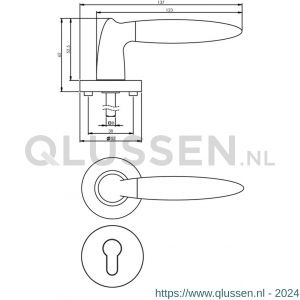 Intersteel Living 1682 deurkruk Elen op rond rozet 7 mm nokken met profielcilindergat plaatje chroom-nikkel mat 0016.168205