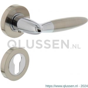 Intersteel Living 1682 deurkruk Elen op rond rozet 7 mm nokken met profielcilindergat plaatje chroom-nikkel mat 0016.168205