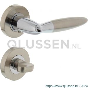 Intersteel Living 1682 deurkruk Elen op rond rozet 7 mm nokken met WC 8 mm chroom-nikkel mat 0016.168210