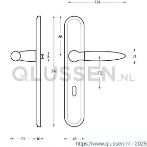 Intersteel Living 1682 deurkruk Elen op langschild sleutelgat 72 mm chroom-nikkel mat 0016.168226