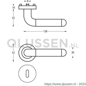 Intersteel Living 1683 deurkruk Agatha op rond rozet 7 mm nokken met sleutelgat plaatje chroom-nikkel mat 0016.168303