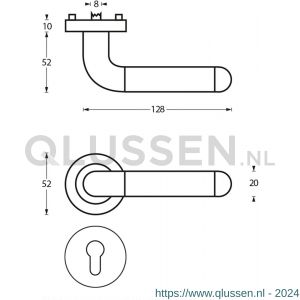 Intersteel Living 1683 deurkruk Agatha op rond rozet 7 mm nokken met profielcilindergat plaatje chroom-nikkel mat 0016.168305