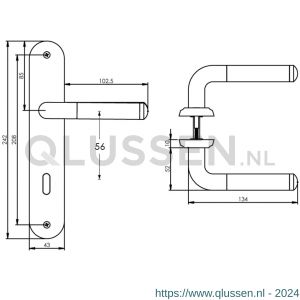 Intersteel Living 1683 deurkruk Agatha op langschild sleutelgat 56 mm chroom-nikkel mat 0016.168324