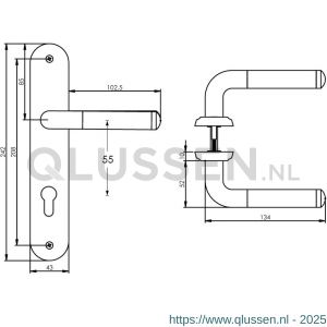 Intersteel Living 1683 deurkruk Agatha op langschild profielcilinder 55 mm chroom-nikkel mat 0016.168329