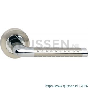 Intersteel Living 1684 gatdeel deurkruk links Marion op rond rozet 7 mm nokken chroom-nikkel mat 0016.168402B