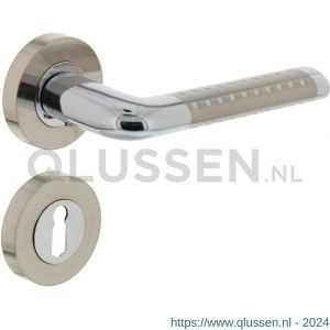 Intersteel Living 1684 deurkruk Marion op rond rozet 7 mm nokken met sleutelgat plaatje chroom-nikkel mat 0016.168403