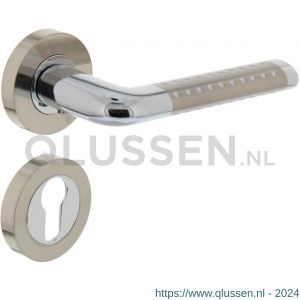 Intersteel Living 1684 deurkruk Marion op rond rozet 7 mm nokken met profielcilindergat plaatje chroom-nikkel mat 0016.168405