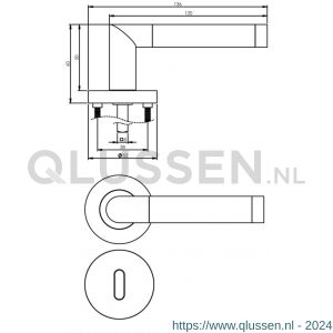 Intersteel Living 1685 deurkruk Nicol op rond rozet 7 mm nokken met sleutelgat plaatje chroom-nikkel mat 0016.168503