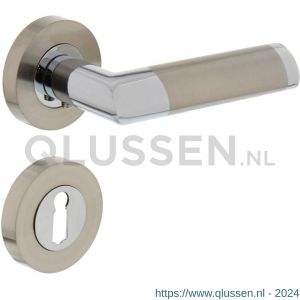 Intersteel Living 1685 deurkruk Nicol op rond rozet 7 mm nokken met sleutelgat plaatje chroom-nikkel mat 0016.168503