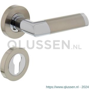 Intersteel Living 1685 deurkruk Nicol op rond rozet 7 mm nokken met profielcilindergat plaatje chroom-nikkel mat 0016.168505