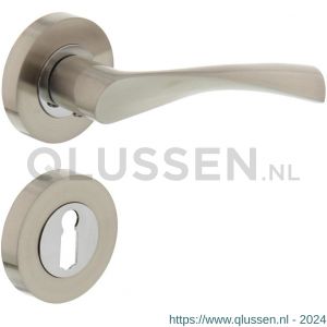 Intersteel Living 1687 deurkruk Giussy op rond rozet 7 mm nokken met sleutelgat plaatje nikkel mat 0016.168703