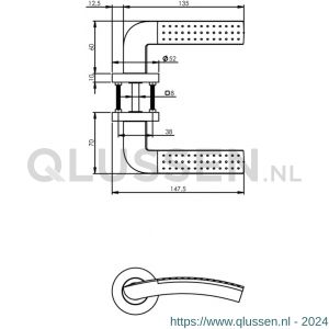 Intersteel Living 1688 deurkruk Sharon op rond rozet 7 mm nokken chroom-nikkel mat 0016.168802