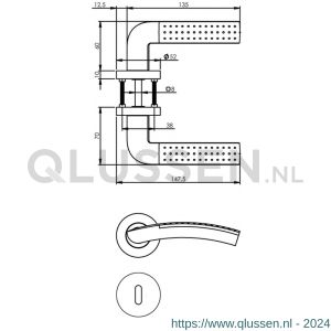 Intersteel Living 1688 deurkruk Sharon op rond rozet 7 mm nokken met sleutelgat plaatje chroom-nikkel mat 0016.168803