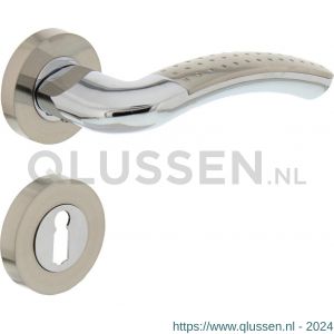 Intersteel Living 1688 deurkruk Sharon op rond rozet 7 mm nokken met sleutelgat plaatje chroom-nikkel mat 0016.168803