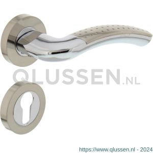 Intersteel Living 1688 deurkruk Sharon op rond rozet 7 mm nokken met profielcilindergat plaatje chroom-nikkel mat 0016.168805